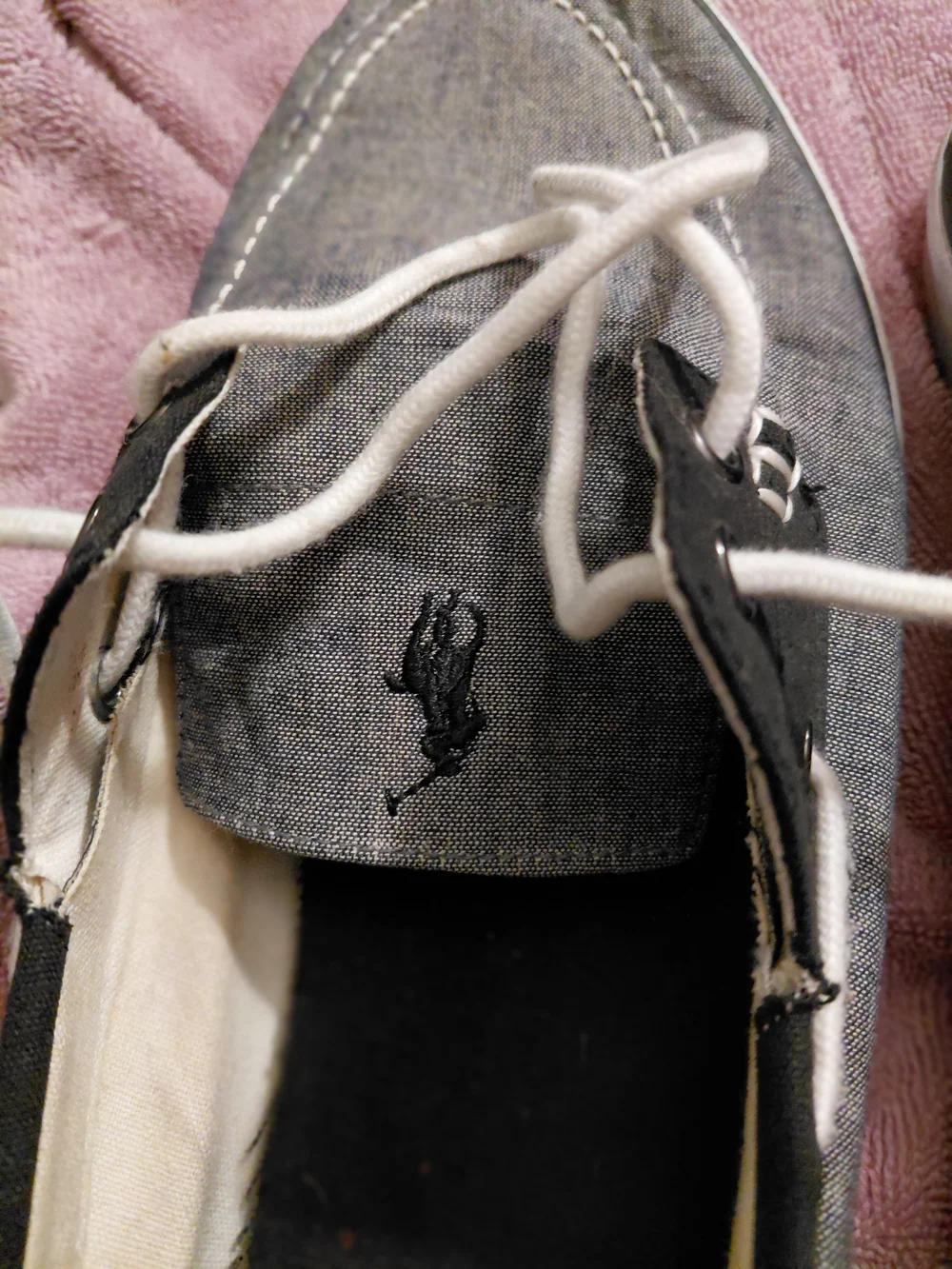 Polo by Ralph Lauren Grey and Black Canvas Boat Shoes